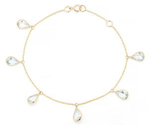 Produit le plus vendu Bracelet à breloques en aigue-marine en forme de poire naturelle, chaîne à maillons en or jaune 18k, Bracelets réglables, bijoux pour femmes - Product Image 2