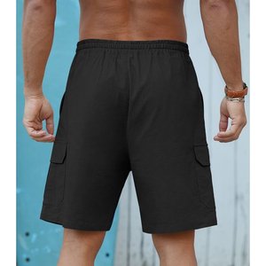 Pantalones cortos de algodón 100% de verano para hombre, pantalones cortos deportivos sólidos suaves hasta la rodilla para correr, logotipo personalizado, cordón suelto - Product Image 6