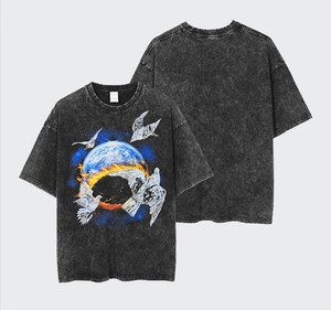 T-shirt Homme Oversize en Coton 100% avec Broderie Logo Personnalisé de Haute Qualité, Motif Lettres, Lavage Acide, Écologique, Prix de Gros - Product Image 2