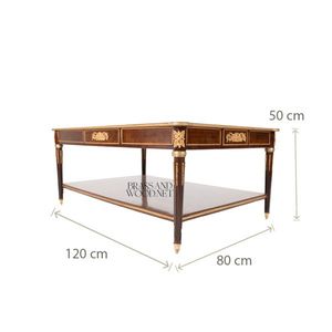 Juego de Mesa de Centro de Madera Clásica de Lujo con Incrustaciones de Latón - Product Image 5