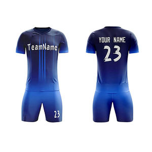 Conjunto de camiseta de fútbol con degradado azul personalizado, uniforme de fútbol transpirable de secado rápido, kit de equipo de sublimación para hombres con número de nombre - Product Image 1