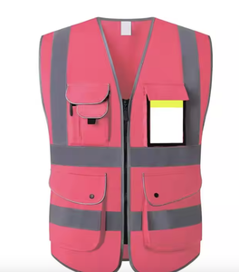 Chaleco de construcción de ropa de trabajo de alta visibilidad de seguridad de nuevo diseño Color sólido personalizado con cinta reflectante plateada - Product Image 1