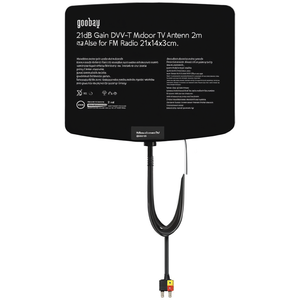 Antena de TV Interior DVB-T con Ganancia de 21dB y Cable de 2m, También para Radio FM, 21x14x3cm - Product Image 2