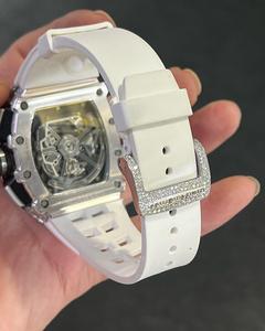 ロゴアイスアウトVVS Moissaniteダイヤモンド自動移動時計手作りアンティークステンレス鋼バンドインドサプライヤー