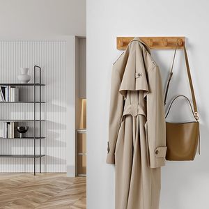 Modern Scandinavian Home Decor Wooden Coat Hooks Wall Mount Coat <b>Rack</b> in Bamboo Style for Bedroom Bathroom Kitchen - Product Image 2