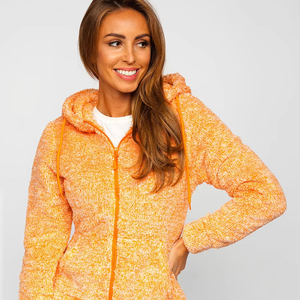 เสื้อมีฮู้ดแบบสวมหัวมีซิปคอสูงสำหรับผู้หญิงเสื้อขนแกะเชอร์ปาเสื้อลำลองเสื้อเปล่าแบบสวมหัวชุดวอร์มแบบสวมหัวเปิดไหล่ - Product Image 1