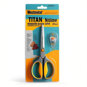 Tijeras universales Westcott TITAN SUPER de 204 mm con unión de nitruro para zurdos y diestros, gris acero/amarillo - Product Image 2