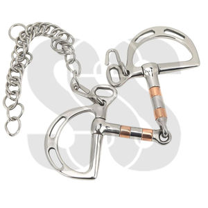 Bridon à double articulation avec anneau en D en acier inoxydable de qualité supérieure, soulagement maximal de la langue, support latéral stable, empêche le refoulement du bit par le cheval - Product Image 2