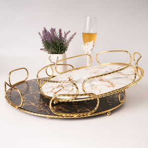 AK Brass Printed Metal Round Tray In Multi Color Finished Set Of 2 Handcrafted Serving Tray For Tableware <b>Ornaments</b>/Kitchenware - Product Image 1