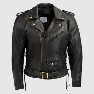 Vintage Stylish Soft Classic College Style <b>Trucker</b> Leather <b>Jackets</b> Motorcycle Lambskin Real Leather Biker <b>Jacket</b> for <b>Men</b> - Product Image 5
