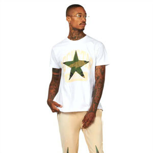 T-shirt personnalisé à imprimé étoile blanche pour homme, coton, streetwear, manches courtes, décontracté, t-shirt graphique - Product Image 1