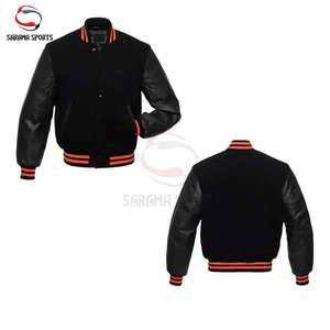 Chaqueta Varsity de Manga Larga con Diseño Personalizado de Alta Calidad, Cuello Alto, Relleno de Algodón, Tejido de Punto, para Uso Casual - Product Image 1