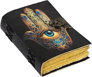 Leder gebundenes Tagebuch Deckel Rand Papier Grimoire gedrucktes Tagebuch drittes Auge Notizbuch Spiral-Gottisches Notizbuch antik Vintage