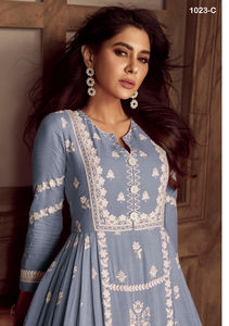 Dernière Collection pantalon Kurti de travail de couleur incroyable Reyon avec broderie lourde avec fabrication dupata en inde - Product Image 2