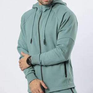 100% nuevo conjunto de chándal de lana de algodón para hombres invierno estilo sólido con cremallera Sudadera con capucha pantalón acampanado traje estilo callejero impreso de talla grande - Product Image 3