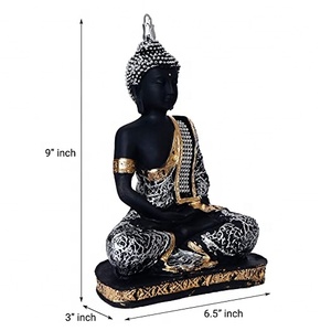Statue de bouddha de méditation de qualité supérieure, matériau en résine Samadhi bouddha pour la décoration intérieure (argent) - Product Image 3