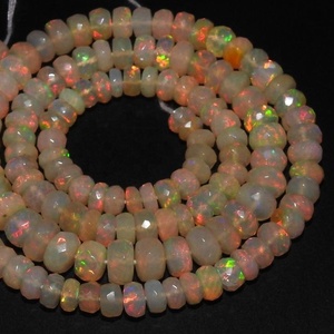 Opale éthiopienne naturelle faite à la main Rondelle multi feu à facettes 8 pouces 4-7MM environ pierre lâche fabrication de bijoux troisième - Product Image 1