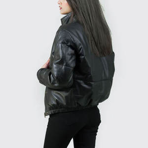 Veste décontractée en faux cuir pour femmes avec fermetures à glissière sur le devant Veste en cuir texturée pour femmes avec surpiqûres sur le panneau - Product Image 6