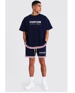 Vêtements de sport de haute qualité, ensemble t-shirt et short en coton doux décontracté, t-shirts personnalisés avec logo et shorts assortis pour hommes - Product Image 5