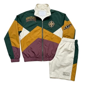 Custom <b>Men</b> Windbreaker Tracksuit Set – Full Zip <b>Jacket</b> & Shorts Sport Suit with Embroidered Logo Plus Size OEM Wholesale Sports - Product Image 1