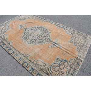 Tapis turc 5,6 x 8,8 pieds, grand tapis vintage, tapis en laine brun ombré - Product Image 2