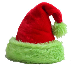 Top trending Custom Logo Holiday Christmas Party Hat Cómodo Terciopelo Invierno Verde Adulto Niños Sombrero de Navidad - Product Image 1