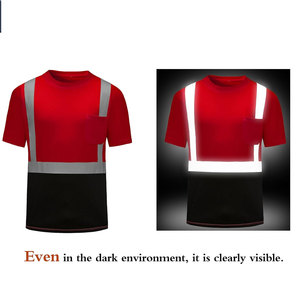 เสื้อยืดนิรภัยสีแดงและดำแบบยูนิเซ็กซ์ สะท้อนแสงได้ดี ผลิตจากผ้าฝ้าย พิมพ์ลายด้วย UV มีไซส์พลัสไซส์ให้เลือก - Product Image 4