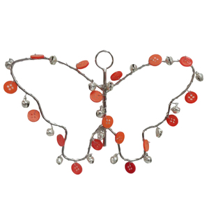 Maison et décoration de Noël artisanat fait à la main fer/perles suspendus papillon tenture murale décor nickelage - Product Image 1