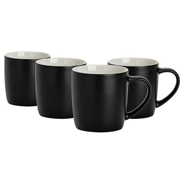 350ml Matte Black Ceramic Stoneware Coffee Mugs Set for Tea Latte Cappuccino
