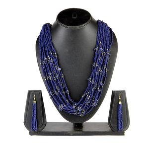 Conjunto de collar llamativo de cuentas azules Urthn 1111602E joyería de moda para mujer - Product Image 1