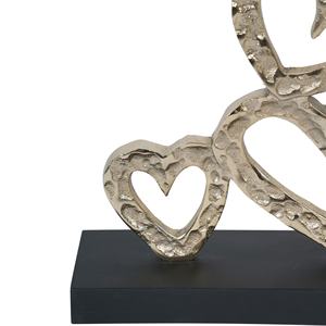 Multi Hearts Sculpture sur socle en bois noir est un ornement décoratif mettant en vedette cinq formes de sculpture polie moderne en forme de cœur - Product Image 4