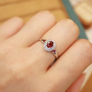 Rubí relleno de vidrio 925 banda minimalista de plata esterlina joyería de plata fina única boda fiesta aniversario diamante perla - Product Image 2