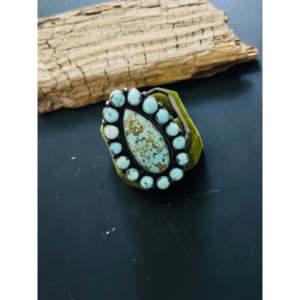 Amos Jake <b>Adjustable</b> Cluster <b>Ring</b> Mixed Turquoise & Sterling Silver Bezel Setting Inlay Gift - Product Image 3