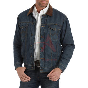 Veste en jean pour homme, style vintage personnalisé, coupe ajustée, coupe-vent, respirante, écologique, séchage rapide, à capuche, col rabattable, boutons en corne - Product Image 1