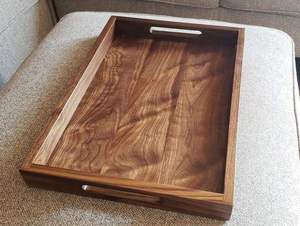 Plateau de service en bois de manguier de qualité supérieure avec design élégant de style diamant Vaisselle artisanale avec poignées intégrées durables pour bureaux - Product Image 6