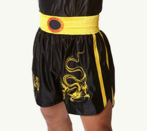 Pantalones cortos de boxeo Muay Thai de estilo personalizado con patrón personalizado con uniformes de boxeo rojo azul y pantalones cortos de satén de boxeo 2024 - Product Image 5