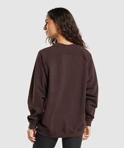 Sudadera marrón de cuello redondo para mujer de gran tamaño Fit 100% algodón polar 400GSM jersey de manga larga Casual Minimal Streetwear Top - Product Image 2