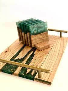 GUIDE Sous-verres en bois de noyer en résine imperméable faits à la main pour la décoration de la maison Sous-verres à boisson de luxe modernes avec des options personnalisées - Product Image 3