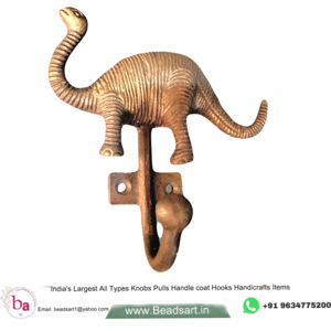 Crochets pour manteaux et chapeaux en fonte Jurassic Animal Wall Cintre en laiton antique et porte-clés - Product Image 1