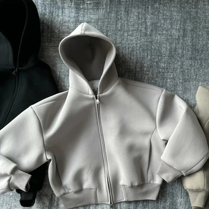 Sweat-shirts à capuche de haute qualité personnalisés, 500 GSM, 100% coton mélangé, lourds, respirants, à double fermeture éclair, streetwear, pour hommes, en vente - Product Image 6