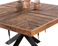 Nouvelle table à manger vintage pour la maison, design industriel moderne, forte demande, en teck massif recyclé d'Asie avec design à bandes et pieds en métal