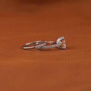 18KT Solid Gold Classic Style Princess Cut Full Eternity <b>Bridal</b> Set Wedding Engagement Lab Grown Diamond Luxury Custom Ring - Product Image 4