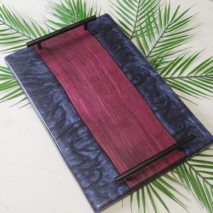 Trendy Offre Spéciale 2024 Plateau de service en bois et résine Bocaux à bonbons Style de luxe Petit déjeuner Fruits secs et collations Bocaux Plateau au prix d'usine - Product Image 3