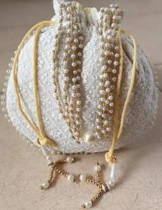 Favor de la boda india Chikankari bordado cordón Potli bolsa para regalo nupcial, regalo de devolución para invitados, regalo de San Valentín para ella - Product Image 5