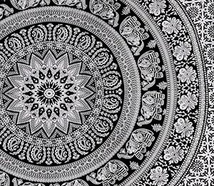 Mandala tấm thảm Bohemian tường treo voi trắng in ném Hippie bedspread GYPSY đôi chăn dân tộc trang trí nội thất Anime - Product Image 5