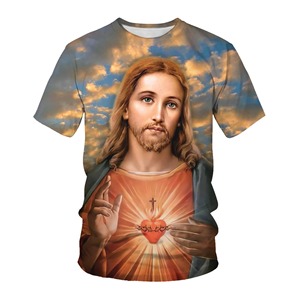 Camiseta cristiana sólida de cuello redondo Camisetas cristianas de media manga personalizadas de alta calidad - Product Image 4