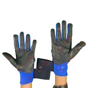 Gants de frappeur en cuir combo noir et bleu pour les joueurs de baseball Prix bon marché Protection des mains Gants de frappeur de baseball - Product Image 2