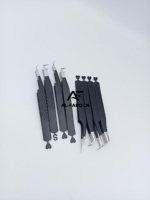 Pincettes à sourcils en acier inoxydable noir mat Nouveau design Embouts en fibre à volume élevé Pointe pointue Signe dollar en forme de cœur