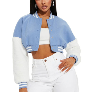 OEM Custom Winter Baseball Cropped Varsity <b>Jacket</b> for Women's Customized Varsity Crop <b>Jackets</b> for Your Brand - Product Image 1