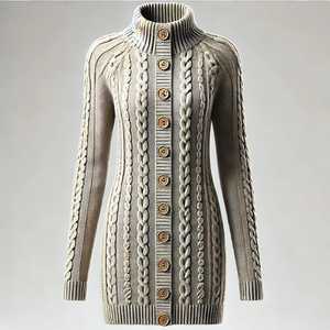 Suéter Cárdigan con Cuello en V para Mujer, Talla Grande, Marca FISLEY INTERNATIONAL, Botones Cubiertos, Estilo Largo, Mezcla de Poliéster/Algodón, Informal - Product Image 5